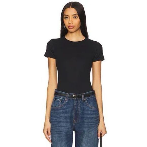 INTIMATELY FREE PEOPLE Women’s Black Short Sleeve Baby Ribbed Top Size XS / Smal - Picture 1 of 5